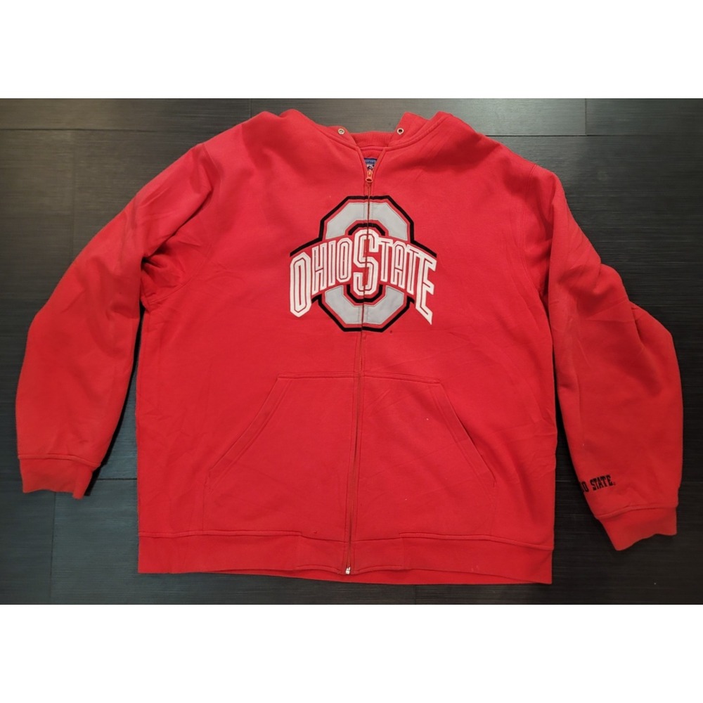 Champs Ohio State Vintage full Zip hoodie insulated heavy jacket red 2XL